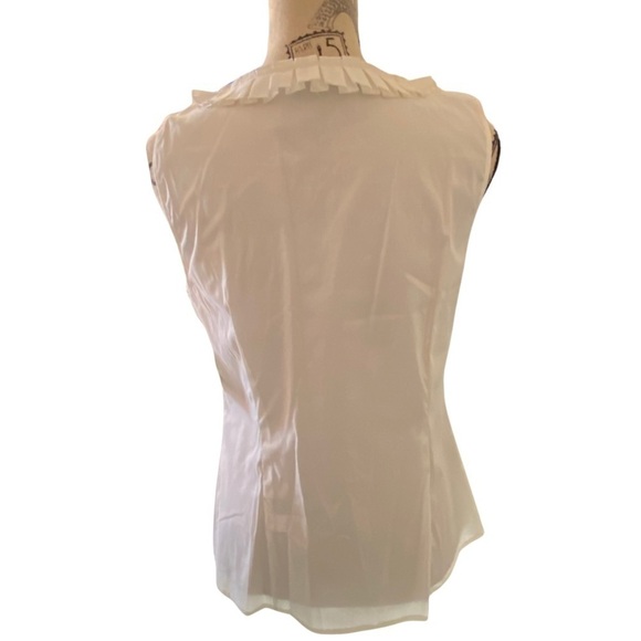 NWT Alfani Cotton Stretch Sleeveless Blouse White Accordion Ruffle Neck Sailor - Picture 4 of 7